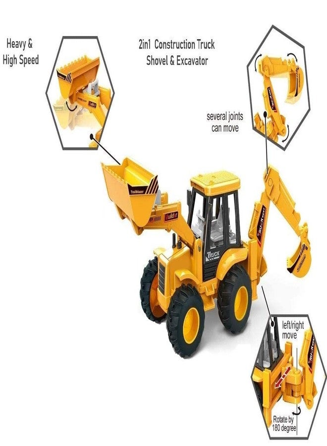 SHIPEASE شاحنة حفارة تعمل بالاحتكاك من SHIPEASE، شاحنة هندسية للبناء، لعبة قلابة غير قابلة للكسر للأطفال من الأولاد والبنات، مركبة سحب للخلف - Image 2